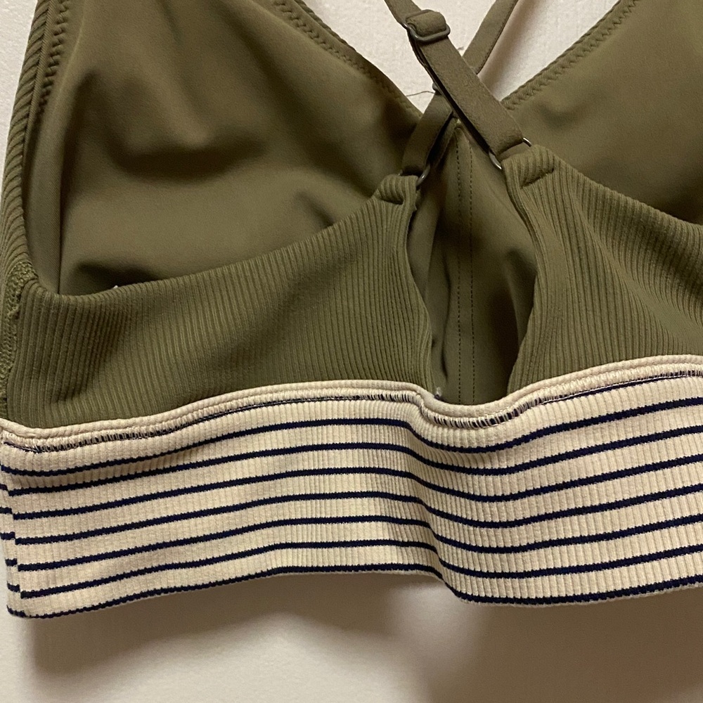 Stylish Olive Green Bralette with Striped Band - Picture 5 of 9